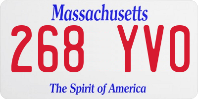 MA license plate 268YV0