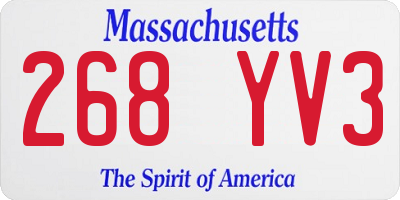 MA license plate 268YV3