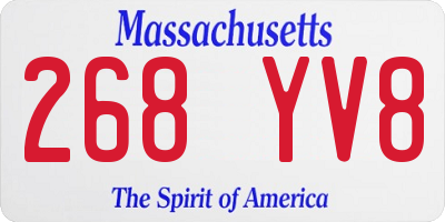 MA license plate 268YV8