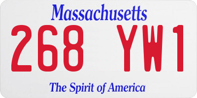MA license plate 268YW1