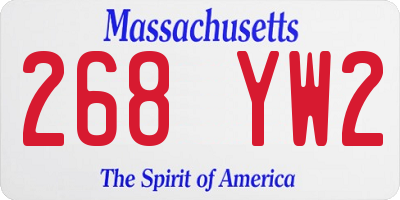 MA license plate 268YW2