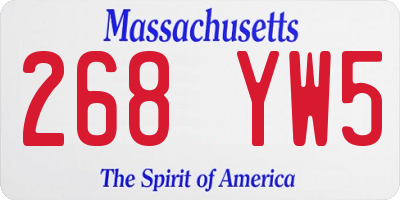 MA license plate 268YW5
