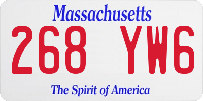 MA license plate 268YW6