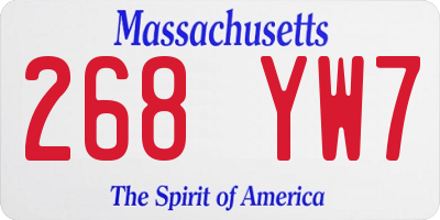 MA license plate 268YW7