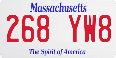 MA license plate 268YW8