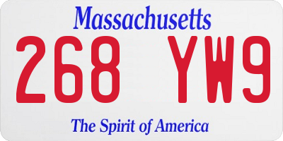 MA license plate 268YW9