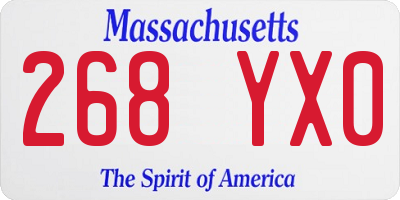 MA license plate 268YX0
