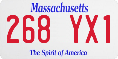 MA license plate 268YX1