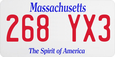 MA license plate 268YX3