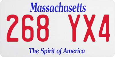 MA license plate 268YX4