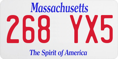 MA license plate 268YX5