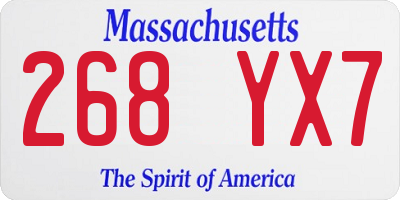 MA license plate 268YX7