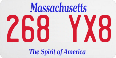 MA license plate 268YX8