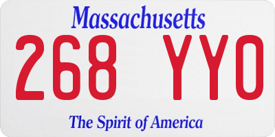 MA license plate 268YY0
