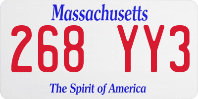 MA license plate 268YY3