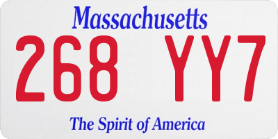 MA license plate 268YY7