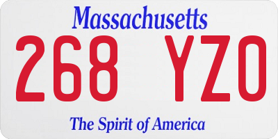 MA license plate 268YZ0