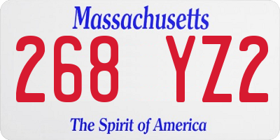 MA license plate 268YZ2
