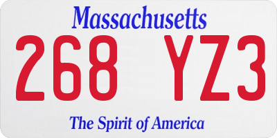 MA license plate 268YZ3
