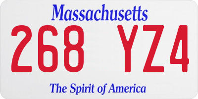 MA license plate 268YZ4