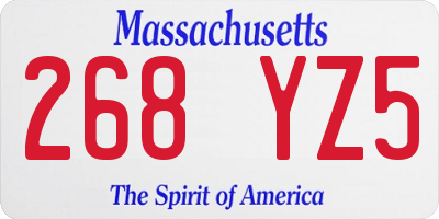 MA license plate 268YZ5