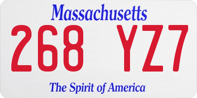 MA license plate 268YZ7
