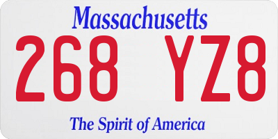 MA license plate 268YZ8