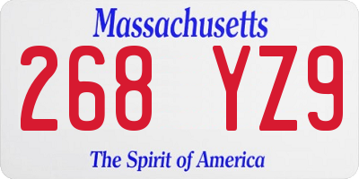 MA license plate 268YZ9