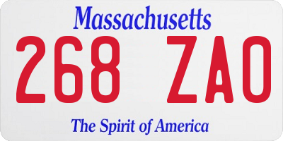 MA license plate 268ZA0
