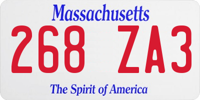 MA license plate 268ZA3
