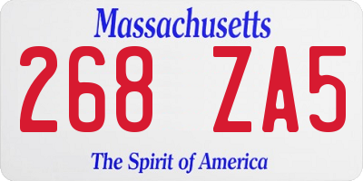 MA license plate 268ZA5