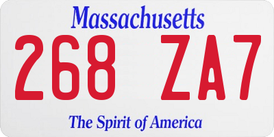 MA license plate 268ZA7
