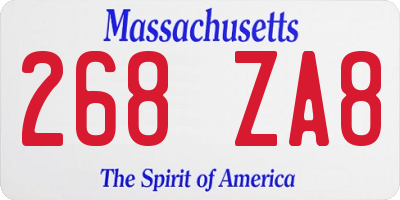 MA license plate 268ZA8