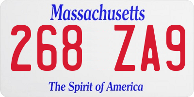 MA license plate 268ZA9