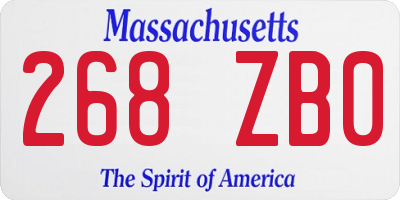 MA license plate 268ZB0