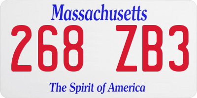 MA license plate 268ZB3