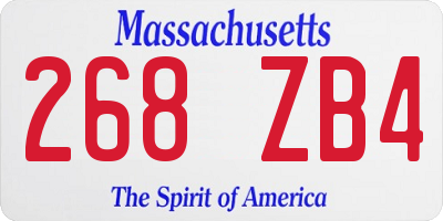 MA license plate 268ZB4