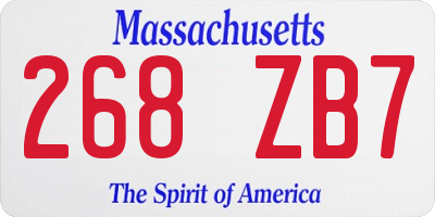 MA license plate 268ZB7