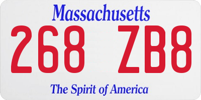 MA license plate 268ZB8