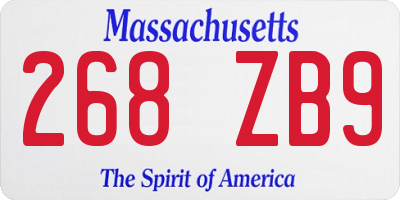 MA license plate 268ZB9