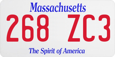 MA license plate 268ZC3