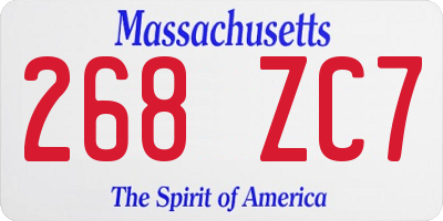 MA license plate 268ZC7