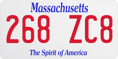 MA license plate 268ZC8