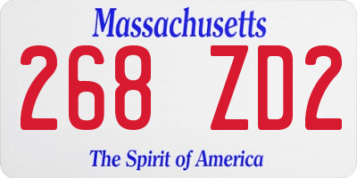MA license plate 268ZD2