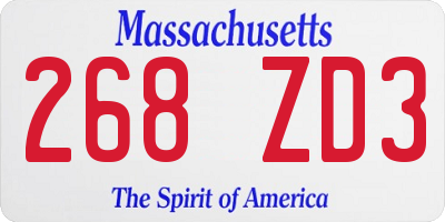 MA license plate 268ZD3