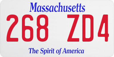 MA license plate 268ZD4