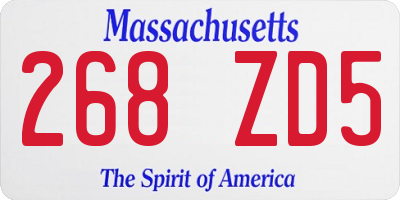 MA license plate 268ZD5