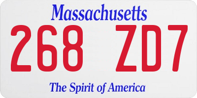 MA license plate 268ZD7