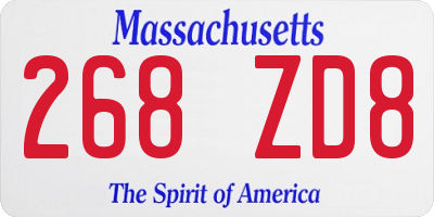 MA license plate 268ZD8