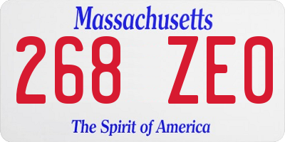 MA license plate 268ZE0
